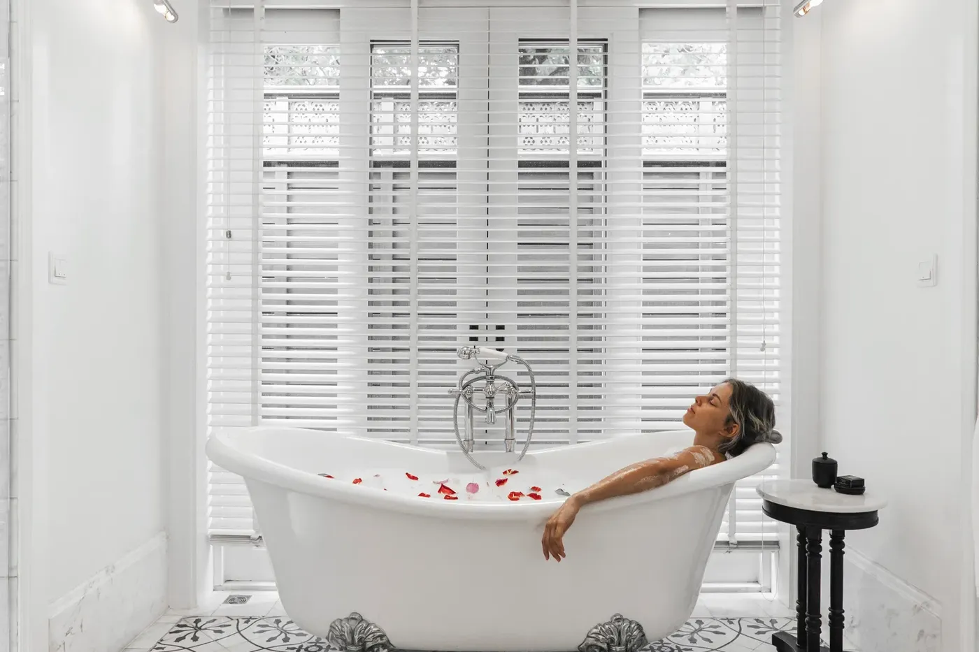 Freestanding bathtub in a suite at 137 Pillars House Chiang Mai