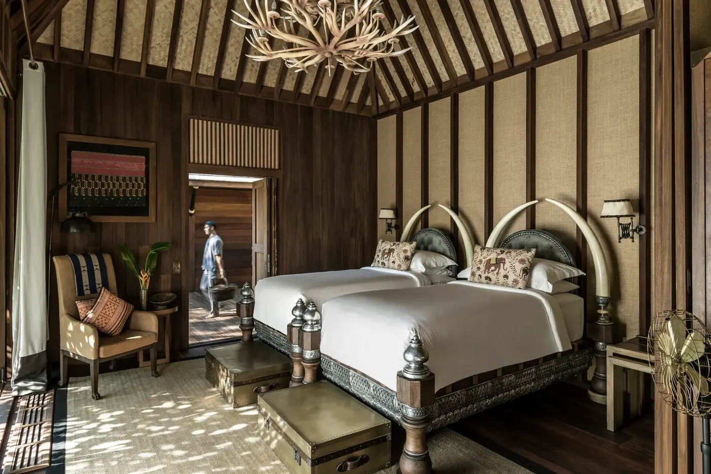 Tented suite bedroom at Four Seasons Tented Camp Golden Triangle