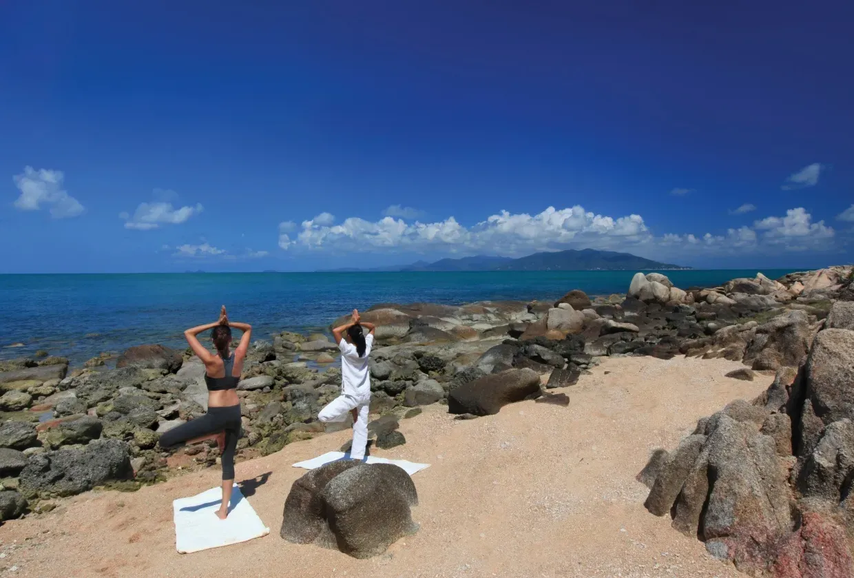 Yoga on the Rocks wellness session at Six Senses Koh Samui