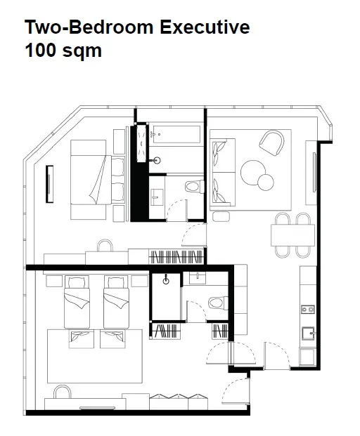 Room plan 2BR Executive for Ascott Embassy Sathorn Bangkok: Best Rooms, Location Strategy, and Who Should Book.