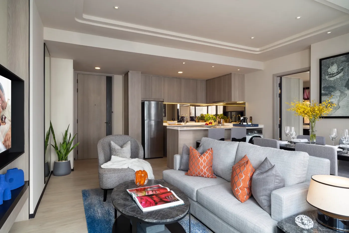 SR Thailand BKK Asc Thonglor 1BRM Pre Living and Kitchen area LR for Ascott Thonglor Bangkok: VIAIVE Hotel Read for Bangkok Longer Stays, Families & Sukhumvit Dining.