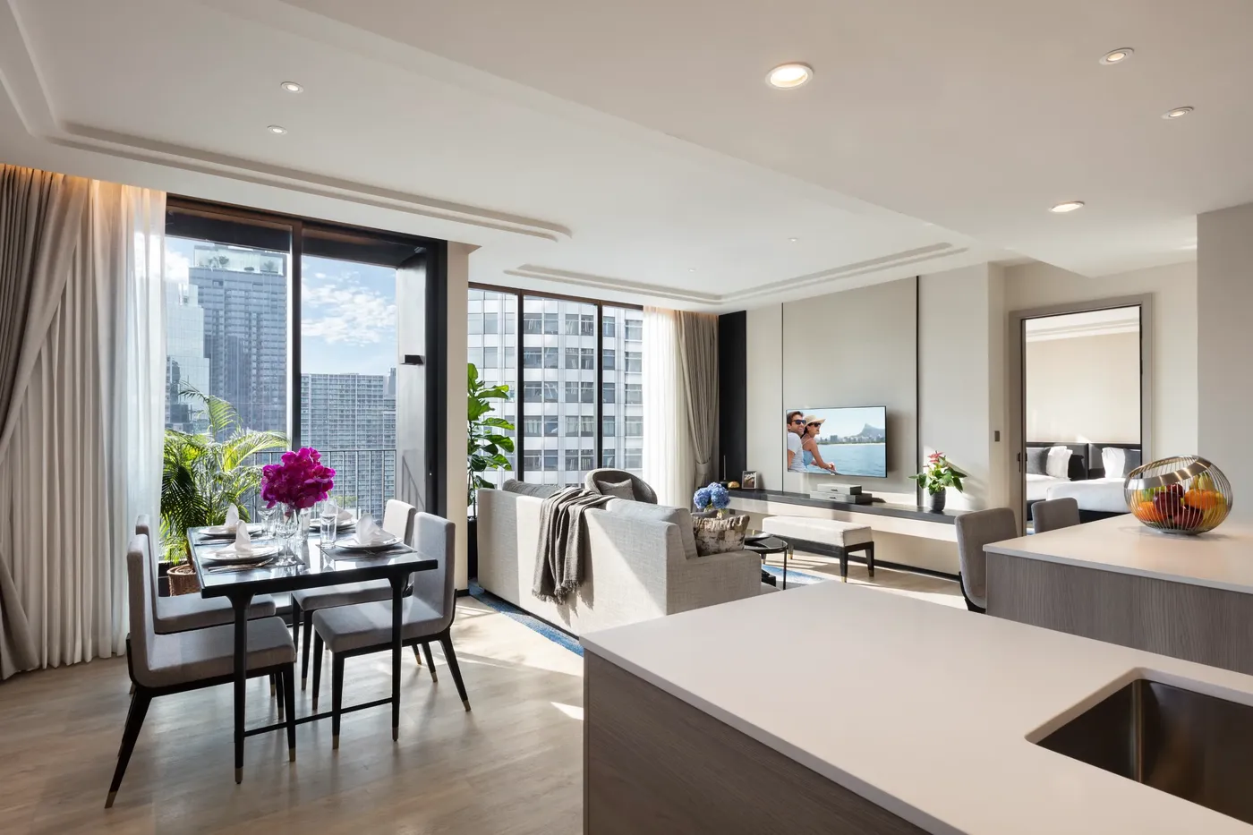 SR Thailand BKK Asc Thonglor 2BRM Pre Living rm with Connecting rm LR for Ascott Thonglor Bangkok: VIAIVE Hotel Read for Bangkok Longer Stays, Families & Sukhumvit Dining.