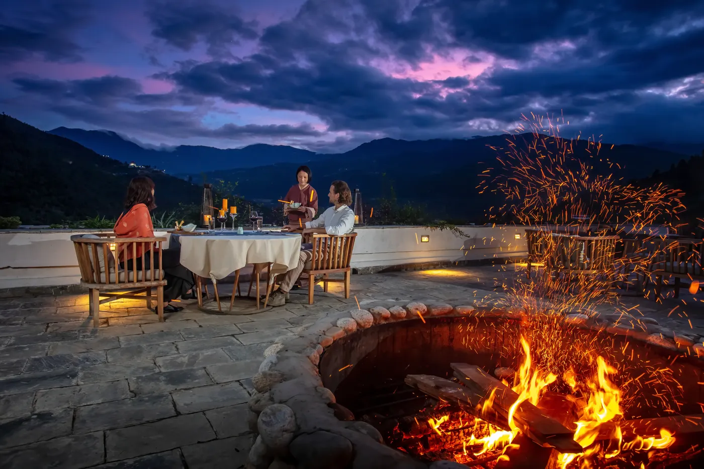 Restaurant dinner on the terrace for Bhutan Spirit Sanctuary, Paro: Is Bhutan’s Wellness-Inclusive Retreat Worth It?.