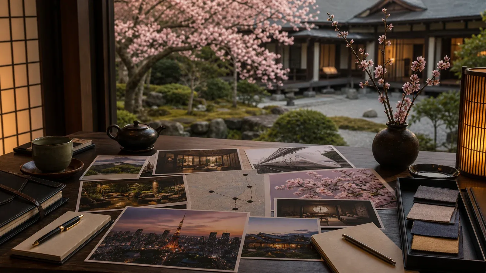 Japan editorial image showing a fine-dining reservation and itinerary-planning table with place-specific restaurant cues in Japan.