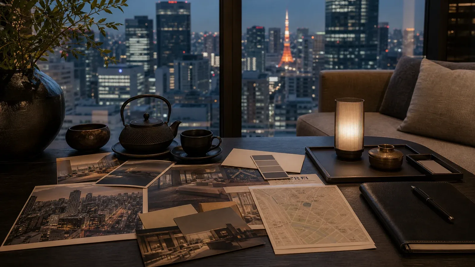 Tokyo, Japan editorial image showing a fine-dining reservation and itinerary-planning table with place-specific restaurant cues in Tokyo, Japan.